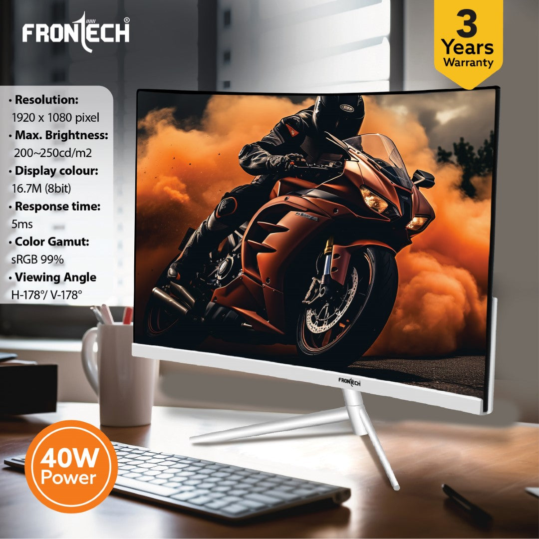 Frontech 24'' Ultima Series Curved LED Monitor | 100Hz, 1920x1080 | 1800R Curve, Bezel-Less Design (MON-0080) Frontech 24'' Ultima Series Curved LED Monitor | 100Hz, 1920x1080 | 1800R Curve, Bezel-Less Design (MON-0080)